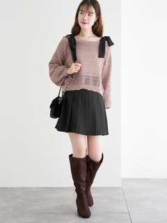 LUDIC PARK(ルディックパーク) |ショルダーリボンラメ入りニットトップス