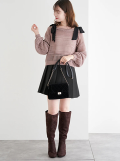 LUDIC PARK(ルディックパーク) |ショルダーリボンラメ入りニットトップス