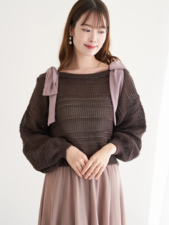 LUDIC PARK(ルディックパーク) |ショルダーリボンラメ入りニットトップス