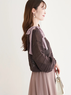 LUDIC PARK(ルディックパーク) |ショルダーリボンラメ入りニットトップス