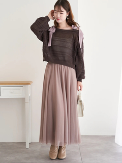 LUDIC PARK(ルディックパーク) |ショルダーリボンラメ入りニットトップス