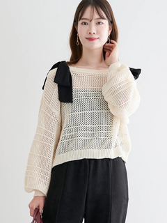 LUDIC PARK(ルディックパーク) |ショルダーリボンラメ入りニットトップス