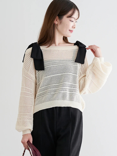 LUDIC PARK(ルディックパーク) |ショルダーリボンラメ入りニットトップス