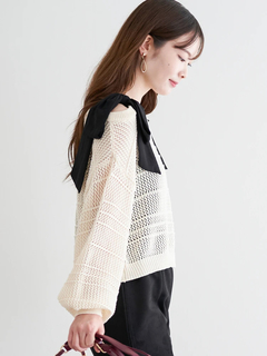 LUDIC PARK(ルディックパーク) |ショルダーリボンラメ入りニットトップス