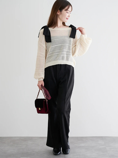 LUDIC PARK(ルディックパーク) |ショルダーリボンラメ入りニットトップス