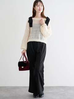 LUDIC PARK(ルディックパーク) |ショルダーリボンラメ入りニットトップス