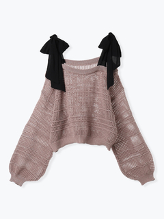 LUDIC PARK(ルディックパーク) |ショルダーリボンラメ入りニットトップス