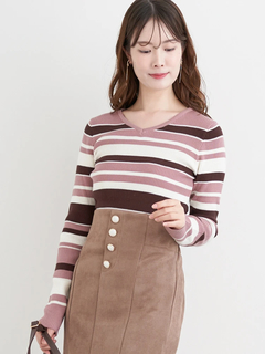 LUDIC PARK(ルディックパーク) |リブVネックボーダーニット