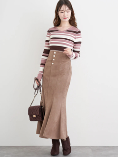 LUDIC PARK(ルディックパーク) |リブVネックボーダーニット