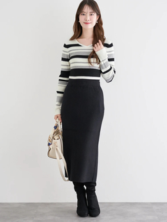 LUDIC PARK(ルディックパーク) |リブVネックボーダーニット