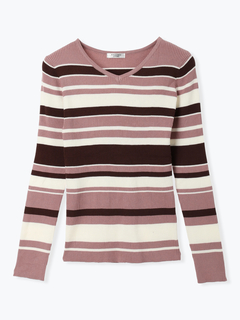 LUDIC PARK(ルディックパーク) |リブVネックボーダーニット