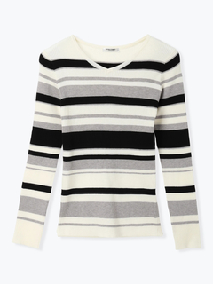 LUDIC PARK(ルディックパーク) |リブVネックボーダーニット