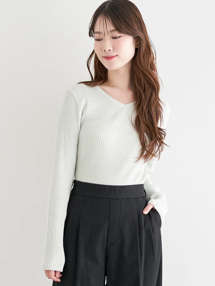 Vネックラメリブニットトップス / LUDIC PARK（ルディックパーク）の