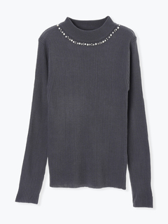 LUDIC PARK(ルディックパーク) |ビジュー付きリブニットトップス