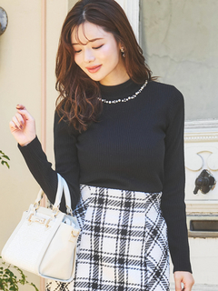 LUDIC PARK(ルディックパーク) |ビジュー付きリブニットトップス