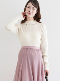 LUDIC PARK(ルディックパーク) |ビジュー付きリブニットトップス