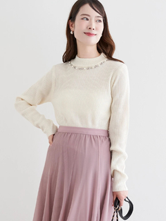 LUDIC PARK(ルディックパーク) |ビジュー付きリブニットトップス