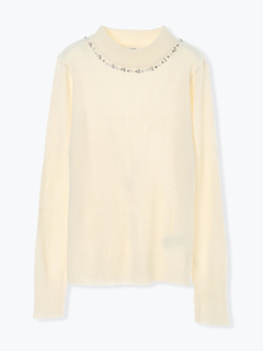 LUDIC PARK(ルディックパーク) |ビジュー付きリブニットトップス