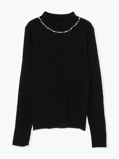 LUDIC PARK(ルディックパーク) |ビジュー付きリブニットトップス