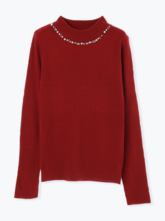 LUDIC PARK(ルディックパーク) |ビジュー付きリブニットトップス