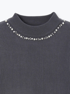 LUDIC PARK(ルディックパーク) |ビジュー付きリブニットトップス