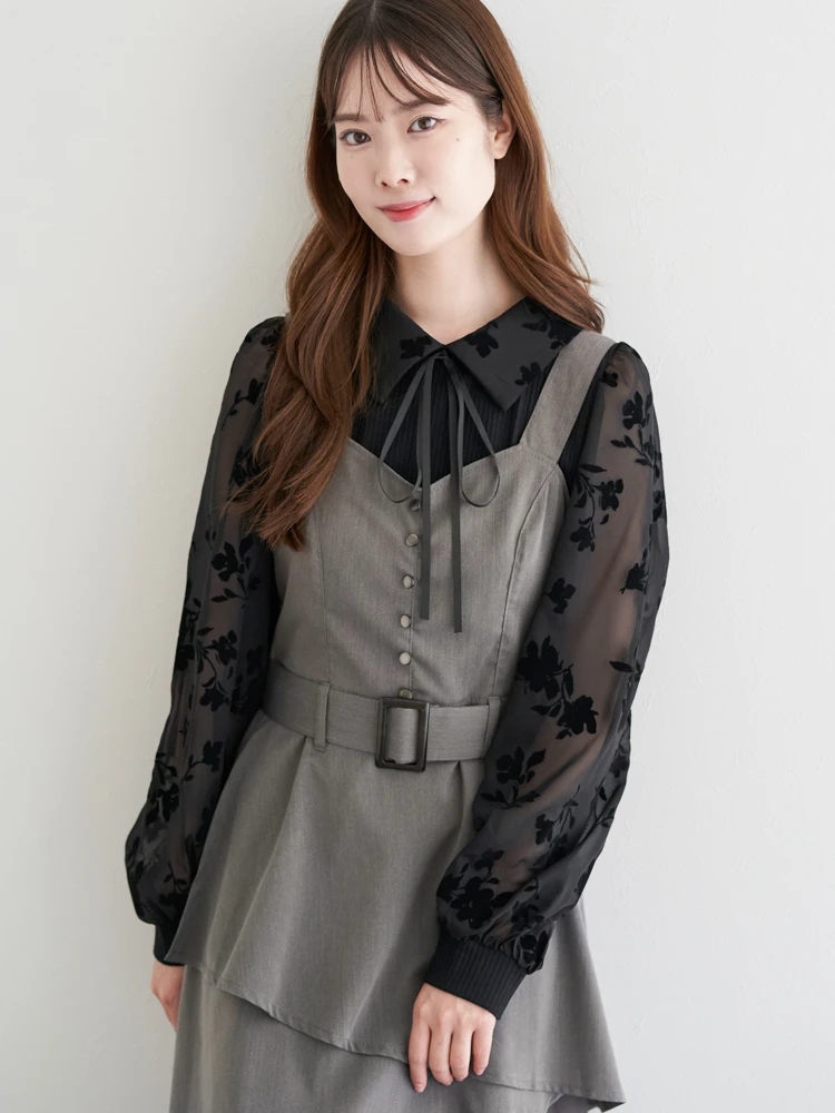 フロッキー花柄リボンブラウス / LUDIC PARK（ルディックパーク）の