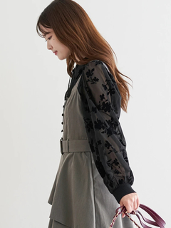 LUDIC PARK(ルディックパーク) |フロッキー花柄リボンブラウス