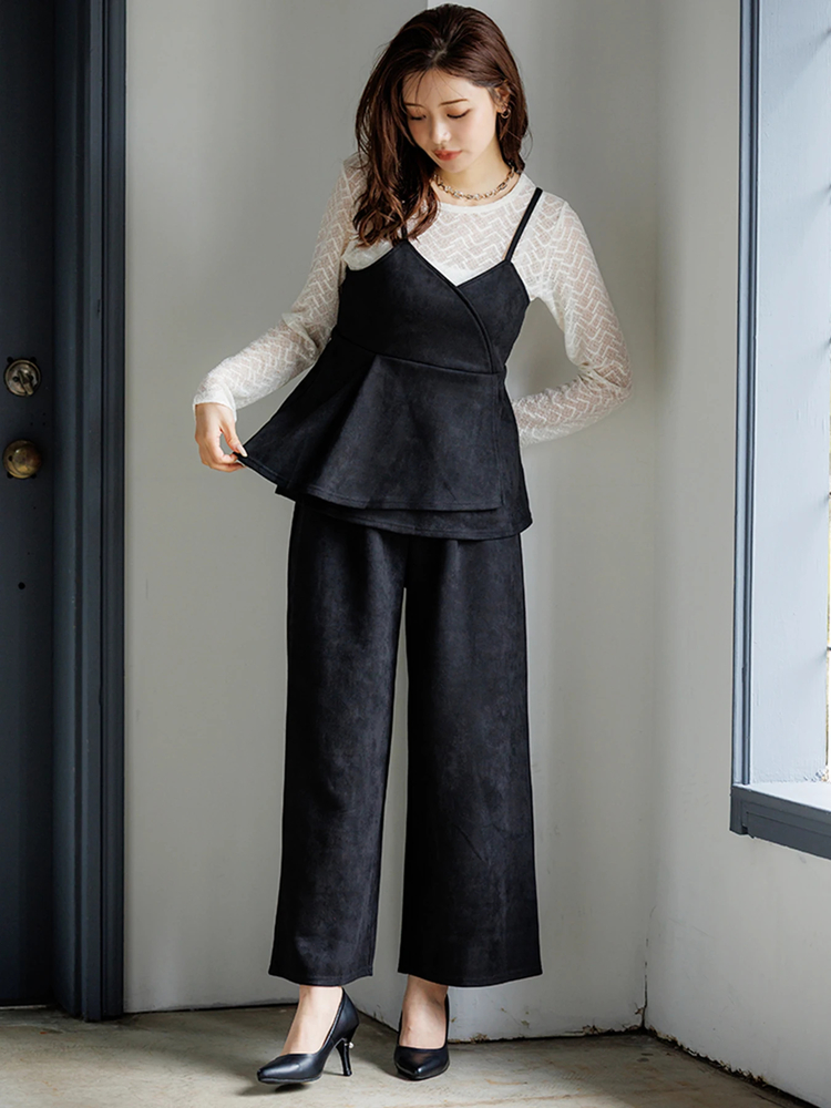 LUDIC PARK(ルディックパーク) |[SET]スエードポンチラップ風キャミソール×ワイドパンツ