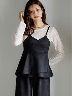 LUDIC PARK(ルディックパーク) |[SET]スエードポンチラップ風キャミソール×ワイドパンツ