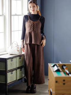 LUDIC PARK(ルディックパーク) |[SET]スエードポンチレースアップキャミソール×ワイドパンツ