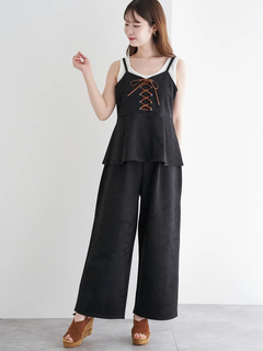 LUDIC PARK(ルディックパーク) |[SET]スエードポンチレースアップキャミソール×ワイドパンツ