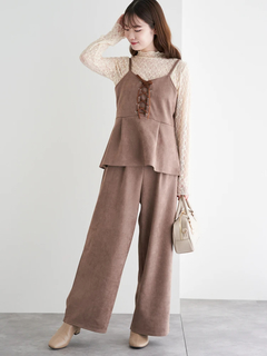 LUDIC PARK(ルディックパーク) |[SET]スエードポンチレースアップキャミソール×ワイドパンツ