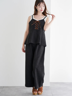 LUDIC PARK(ルディックパーク) |[SET]スエードポンチレースアップキャミソール×ワイドパンツ