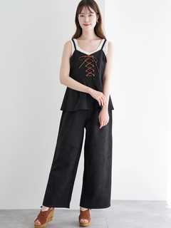 LUDIC PARK(ルディックパーク) |[SET]スエードポンチレースアップキャミソール×ワイドパンツ