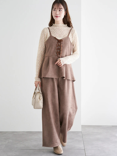 LUDIC PARK(ルディックパーク) |[SET]スエードポンチレースアップキャミソール×ワイドパンツ