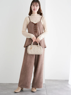 LUDIC PARK(ルディックパーク) |[SET]スエードポンチレースアップキャミソール×ワイドパンツ