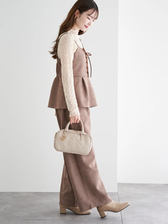 LUDIC PARK(ルディックパーク) |[SET]スエードポンチレースアップキャミソール×ワイドパンツ