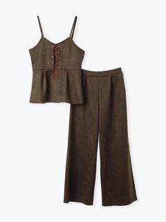 LUDIC PARK(ルディックパーク) |[SET]スエードポンチレースアップキャミソール×ワイドパンツ