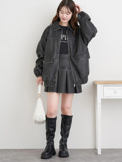 LUDIC PARK(ルディックパーク) |フェイクレザーミニプリーツスカート