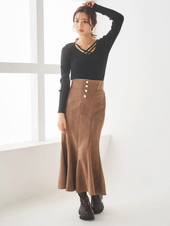 LUDIC PARK(ルディックパーク) |スエードポンチボタン付きマーメイドスカート