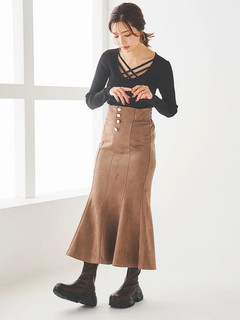 LUDIC PARK(ルディックパーク) |スエードポンチボタン付きマーメイドスカート