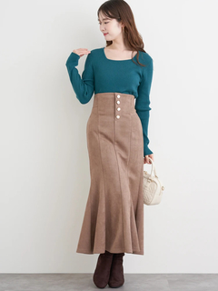 LUDIC PARK(ルディックパーク) |スエードポンチボタン付きマーメイドスカート