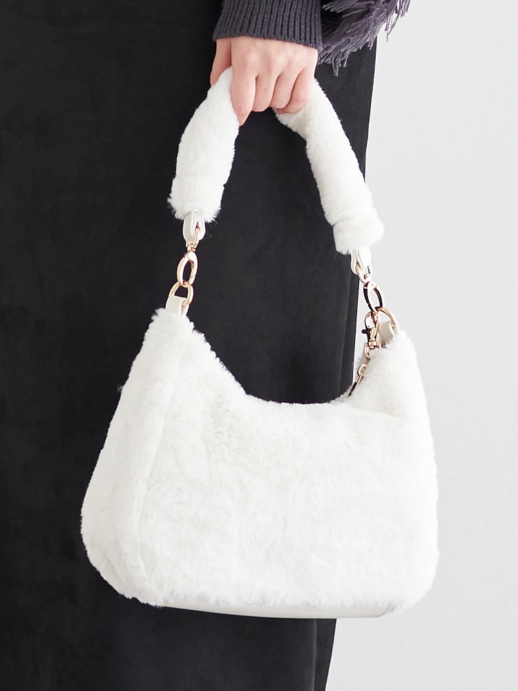 LUDIC PARK(ルディックパーク) |[2WAY]フェイクファー半月型ハンドバッグ