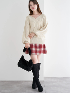 LUDIC PARK(ルディックパーク) |[2WAY]フェイクファー半月型ハンドバッグ