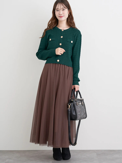 LUDIC PARK(ルディックパーク) |[2WAY]ビジュー付きツイード×フェイクレザーバッグ