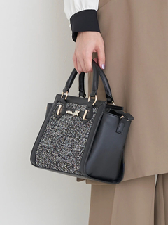 LUDIC PARK(ルディックパーク) |[2WAY]ビジュー付きツイード×フェイクレザーバッグ