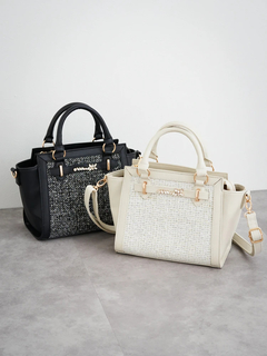 LUDIC PARK(ルディックパーク) |[2WAY]ビジュー付きツイード×フェイクレザーバッグ