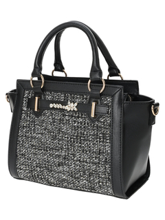 LUDIC PARK(ルディックパーク) |[2WAY]ビジュー付きツイード×フェイクレザーバッグ