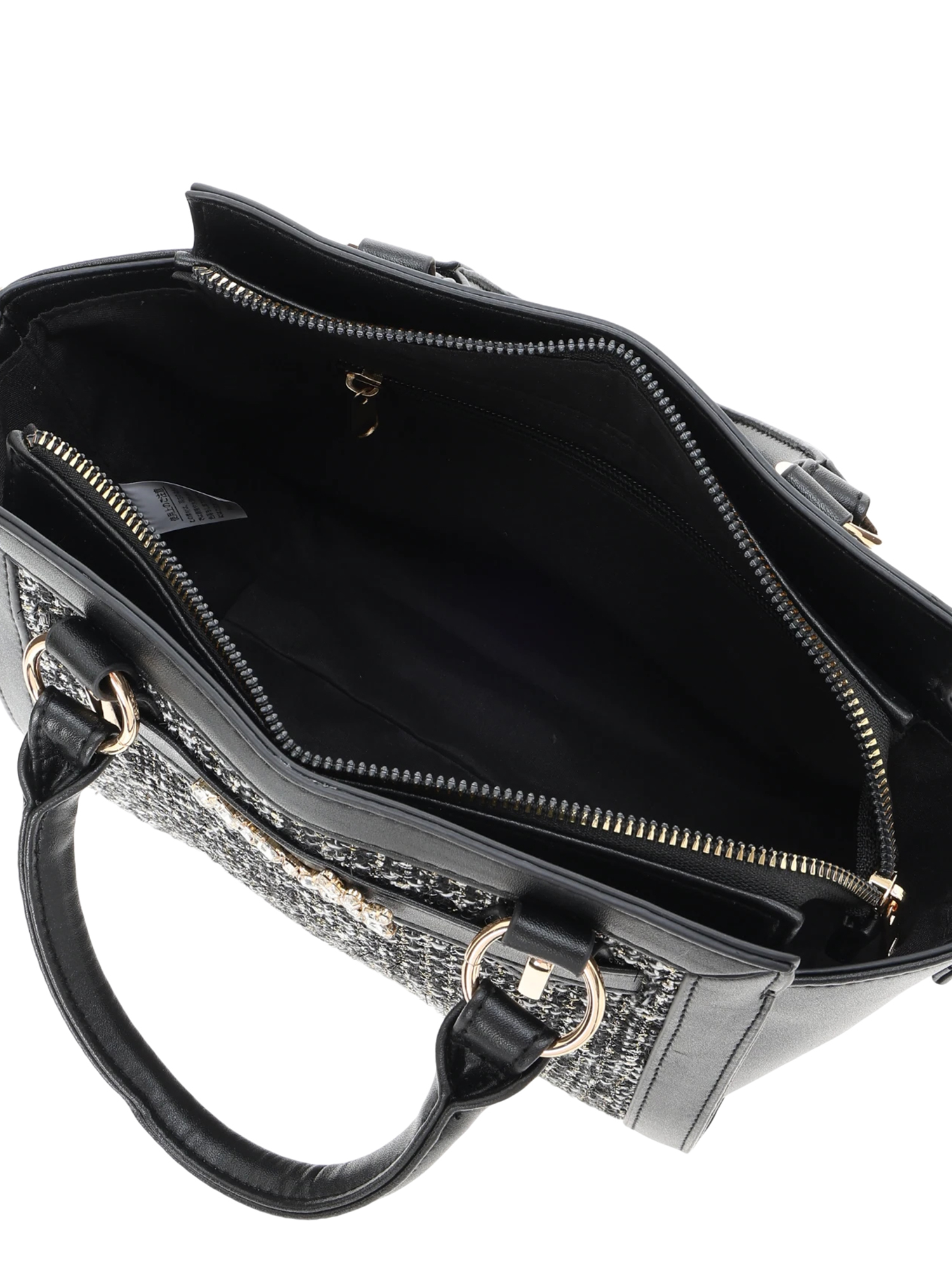 2WAY]ビジュー付きツイード×フェイクレザーバッグ / LUDIC PARK（ル