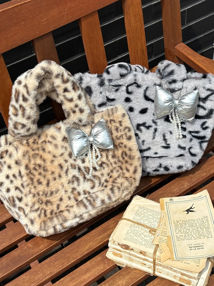 リバティ　カーライン　グレー　フェイクファー　リボントート リバティ カーライン グレー フェイクファー リボントート